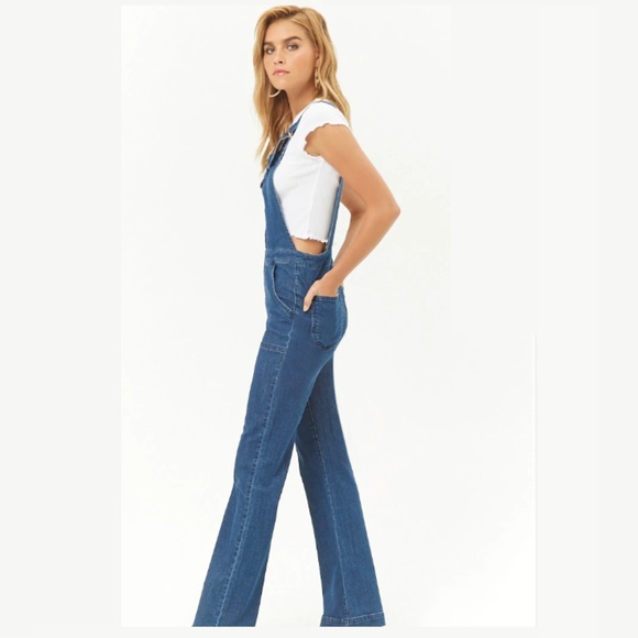 Forever 21 Jeans Wide Leg Denim Overalls Poshmark